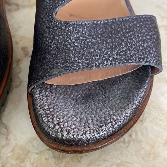 Wonders Leather Sandals Metallic Grey Ankle Strap - Picture 10 of 13